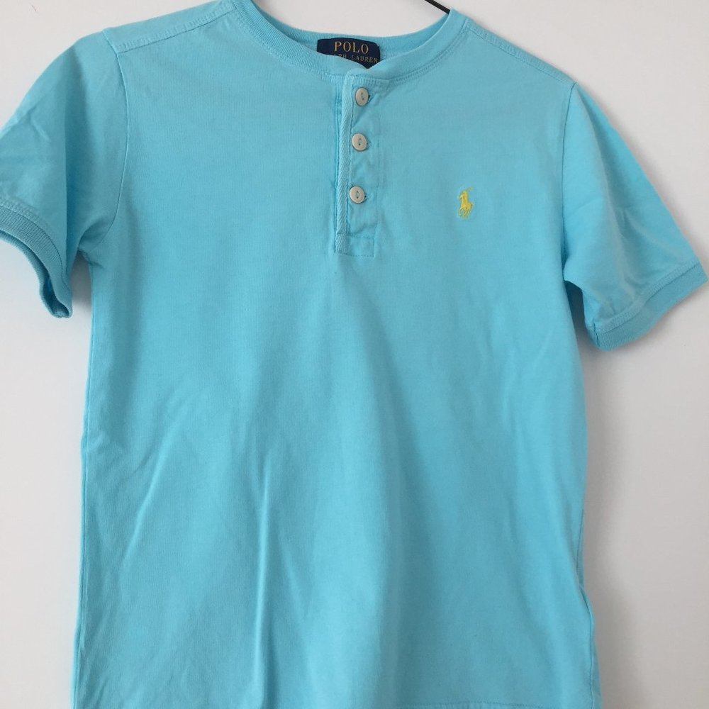 POLO RALPH LAUREN COTTON TURQUOISE BOYS T-SHIRT, SZ. 8